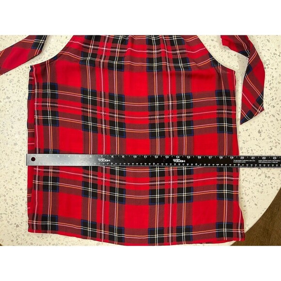 J Crew Size 2 Small Festive Red Holiday Tartanplaid  Bow Neck Top Halter Office - Picture 9 of 9
